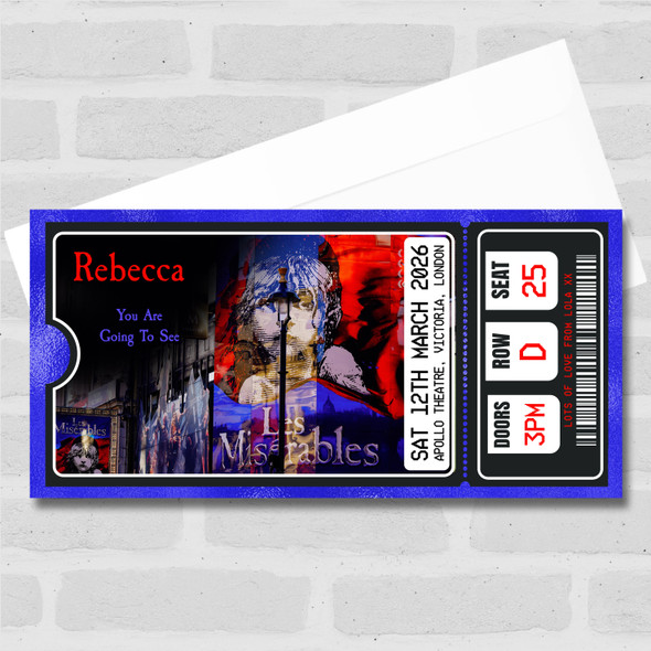Les Miserables Musical Show Theatre Personalised Surprise Ticket Gift Voucher
