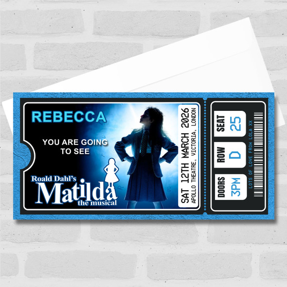 Matilda The Musical Show Theatre Personalised Surprise Ticket Gift Voucher Matilda The Musical Show Theatre Personalised Surprise Ticket Gift Voucher