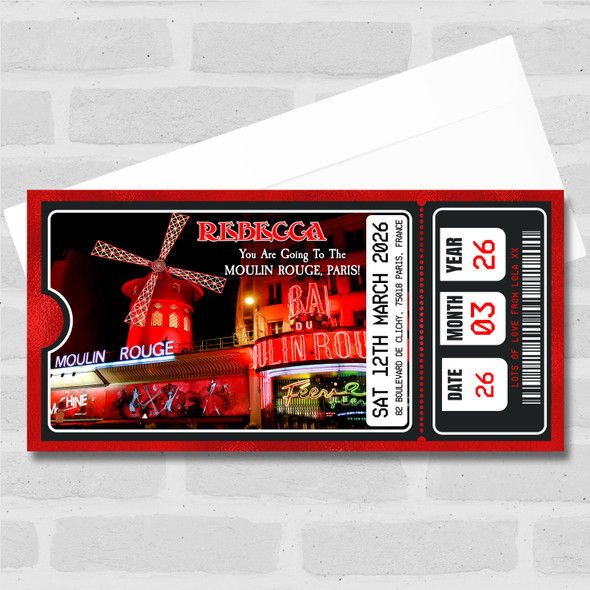 Moulin Rouge Paris Show Theatre Personalised Surprise Ticket Gift Voucher