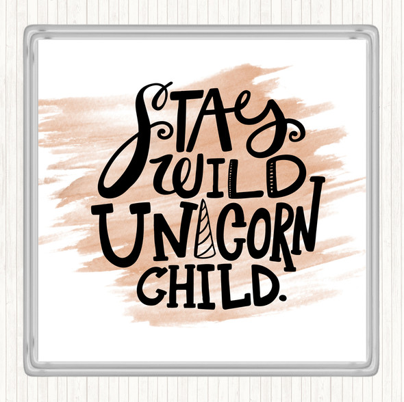 Watercolour Wild Unicorn Child Quote Coaster