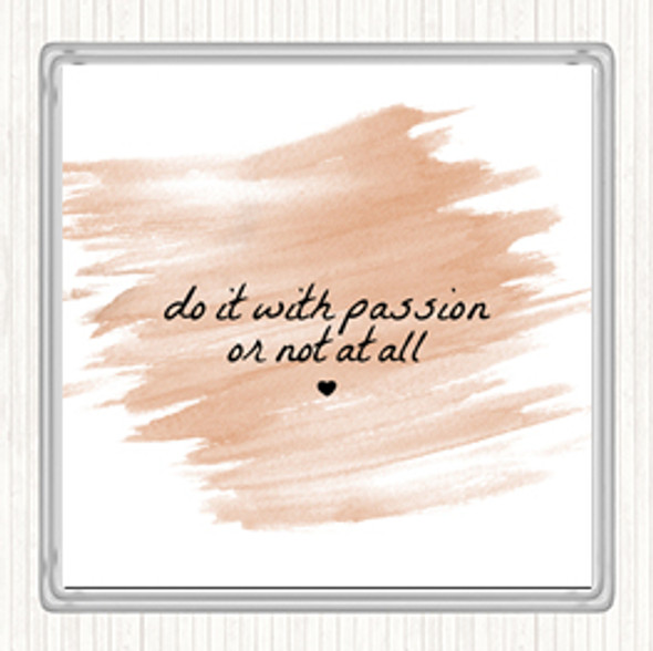 Watercolour With Passion Quote Coaster