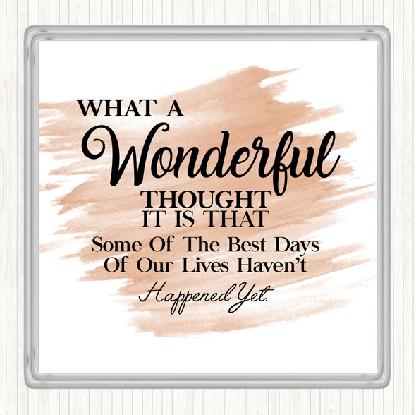 Watercolour Wonderful Thought Quote Coaster