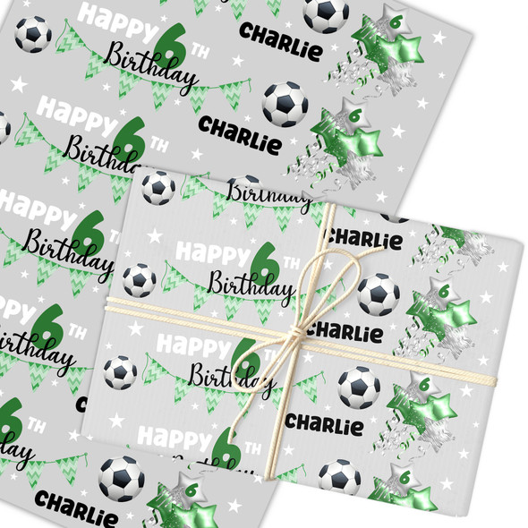 Personalised Wrapping Paper Kids Birthday Boys Photo Football Custom Gift Wrap