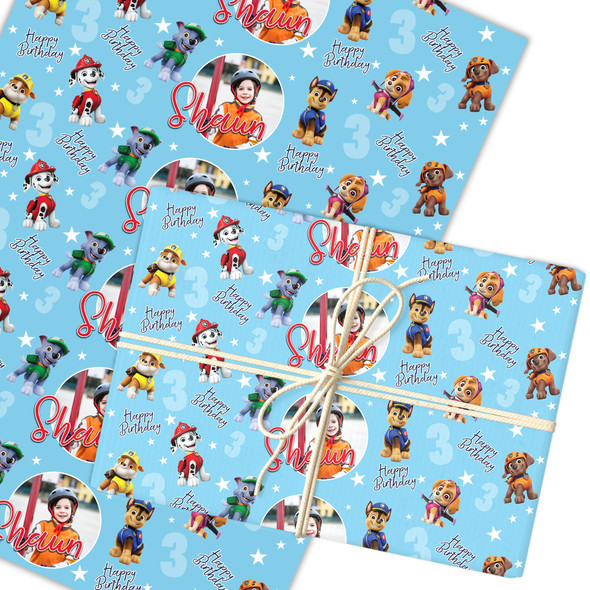 Personalised Wrapping Paper Kids Birthday Paw Patrol Photo Custom Gift Wrap