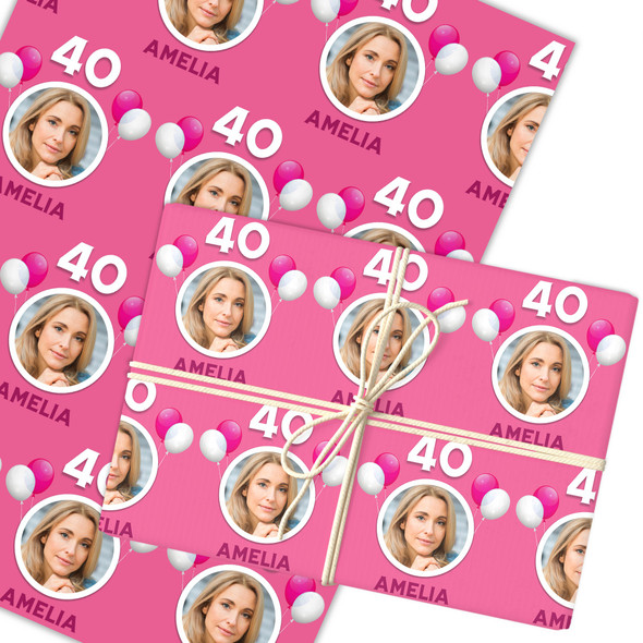 Personalised Wrapping Paper Kids Birthday Pink Photo Custom Gift Wrap