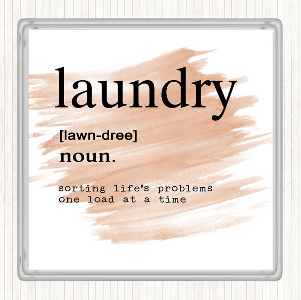 Watercolour Word Definition Laundry Quote Coaster