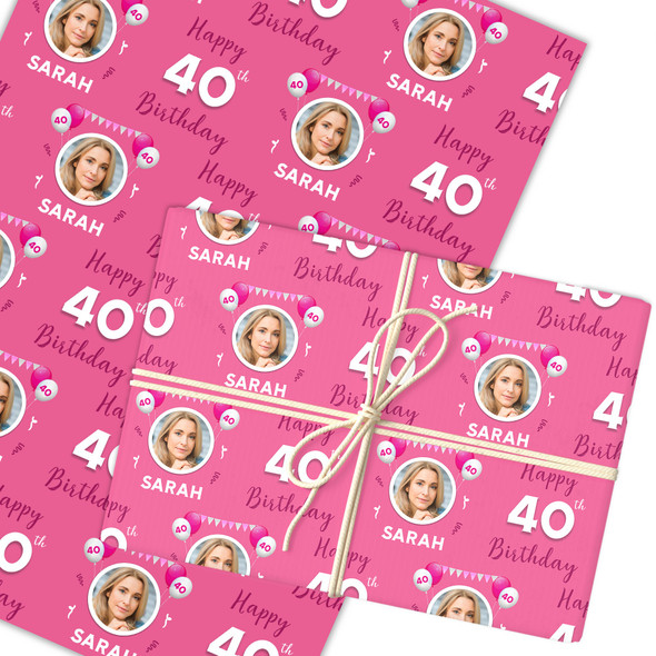 Personalised Wrapping Paper 40th Birthday Photo For Her Custom Gift Wrap