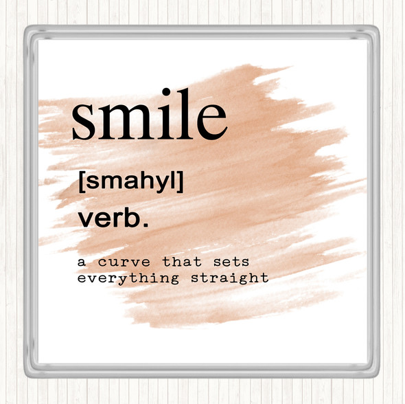 Watercolour Word Definition Smile Quote Coaster
