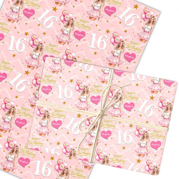 Personalised Wrapping Paper Kids Birthday Baby Pink Girls Custom Gift Wrap