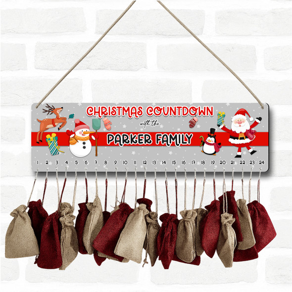 Personalised Christmas Advent Calendar Family Santa Snowman Xmas Countdown Sign