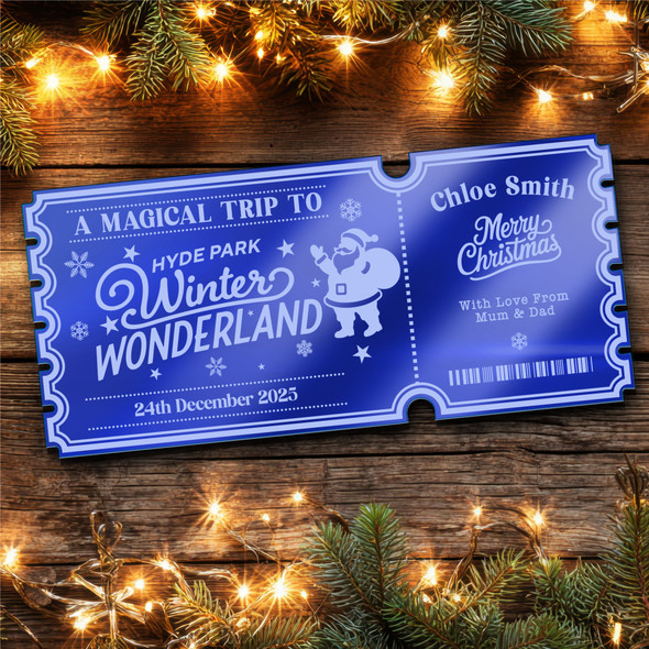 Blue Mirror Acrylic Ticket Christmas Surprise Day Out Winter Wonderland Custom Blue Mirror Acrylic Ticket Christmas Surprise Day Out Winter Wonderland Custom