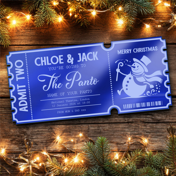 Blue Mirror Acrylic Ticket Any Theatre Show Musical Panto Snowman Personalised Blue Mirror Acrylic Ticket Any Theatre Show Musical Panto Snowman Personalised
