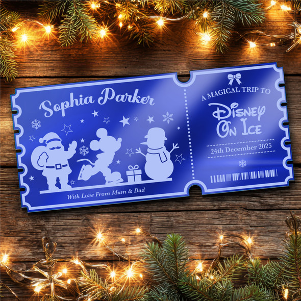 Blue Mirror Acrylic Ticket Disney On Ice Personalised Any Text Voucher Blue Mirror Acrylic Ticket Disney On Ice Personalised Any Text Voucher