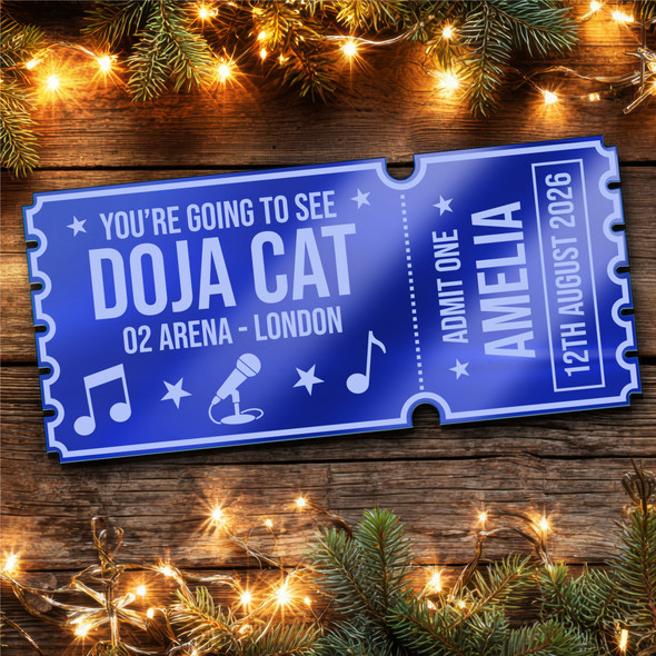 Blue Mirror Acrylic Ticket Doja Cat Concert Personalised Any Text Voucher Blue Mirror Acrylic Ticket Doja Cat Concert Personalised Any Text Voucher