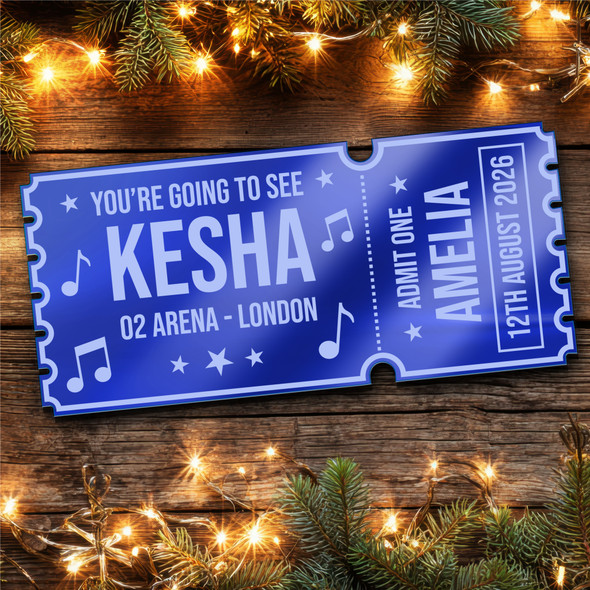 Blue Mirror Acrylic Ticket Kesha Concert Personalised Any Text Voucher Blue Mirror Acrylic Ticket Kesha Concert Personalised Any Text Voucher