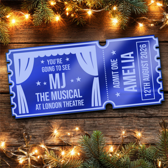 Blue Mirror Acrylic Ticket MJ The Musical Theatre Show Personalised Any Text Blue Mirror Acrylic Ticket MJ The Musical Theatre Show Personalised Any Text