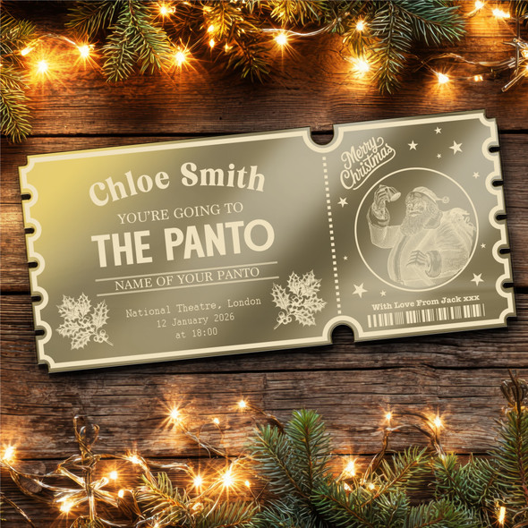Bronze Mirror Acrylic Ticket Any Show Theatre Panto Santa Christmas Personalised Bronze Mirror Acrylic Ticket Any Show Theatre Panto Santa Christmas Personalised