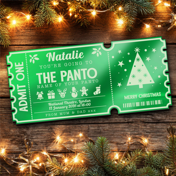 Green Mirror Acrylic Ticket Any Theatre Show Musical Christmas Personalised