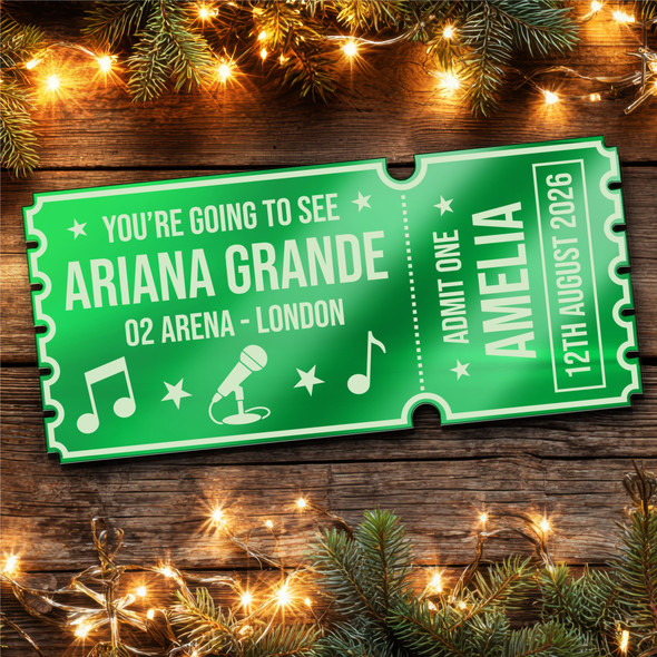 Green Mirror Acrylic Ticket Ariana Grande Or Any Concert Personalised Any Text