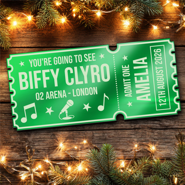 Green Mirror Acrylic Ticket Biffy Clyro Band Concert Personalised Any Text