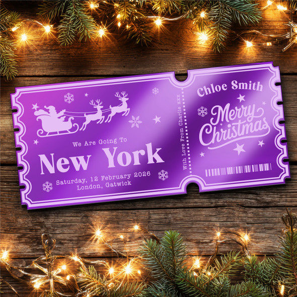 Purple Mirror Acrylic Ticket Any Destination Christmas Surprise Holiday Custom