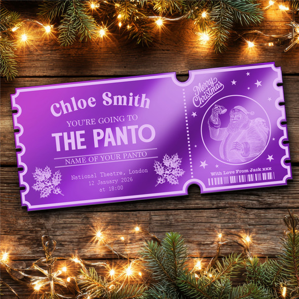 Purple Mirror Acrylic Ticket Any Show Theatre Panto Santa Christmas Personalised Purple Mirror Acrylic Ticket Any Show Theatre Panto Santa Christmas Personalised