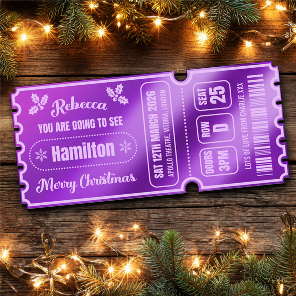 Purple Mirror Acrylic Ticket Christmas Any Show Theatre Musical Panto Custom