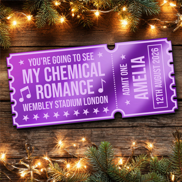 Purple Mirror Acrylic Ticket My Chemical Romance Concert Personalised Any Text