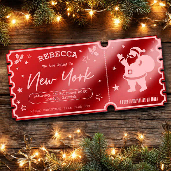 Red Mirror Acrylic Ticket Any Destination Surprise Holiday Christmas Custom