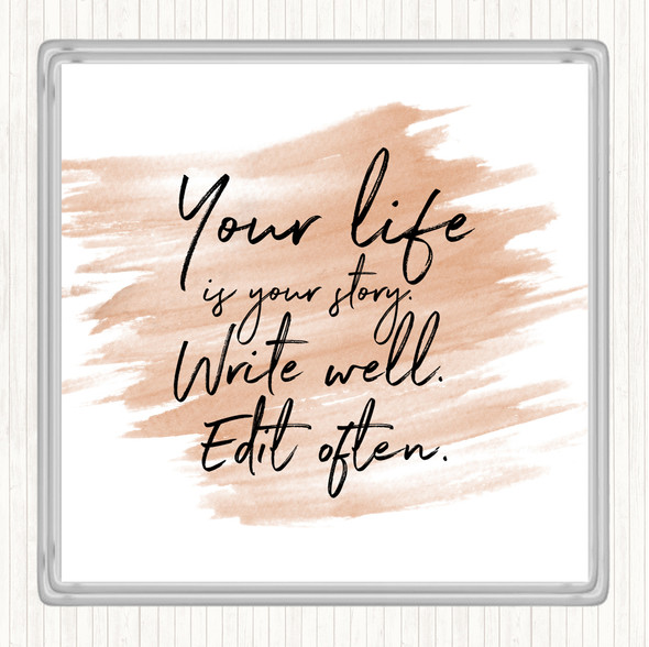Watercolour Your Life Quote Coaster