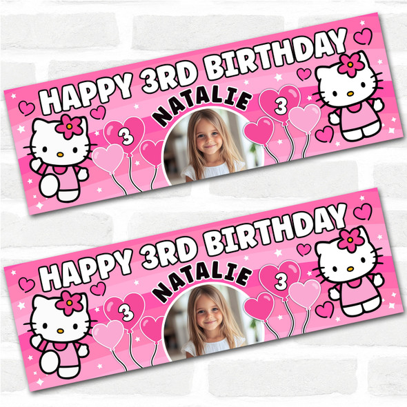 Personalised Party Banner For Kids Birthday Girls Hello Kitty Photo