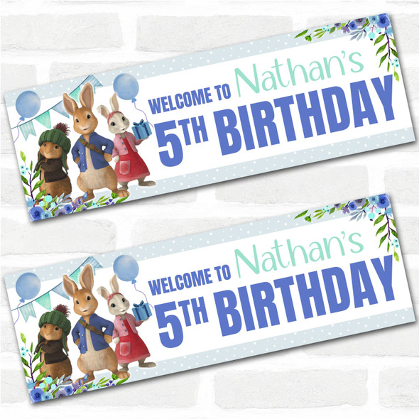 Personalised Party Banner For Kids Birthday Boys Peter Rabbit