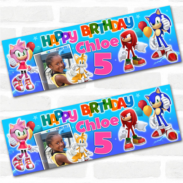 Personalised Party Banner For Kids Birthday Girls Sonic The Hedgehog Photo