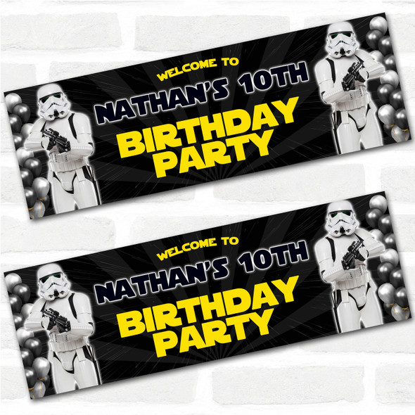 Personalised Party Banner For Kids Birthday Star Wars Stormtroopers