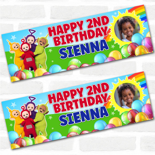 Personalised Party Banner For Kids Birthday Teletubbies Sun Photo