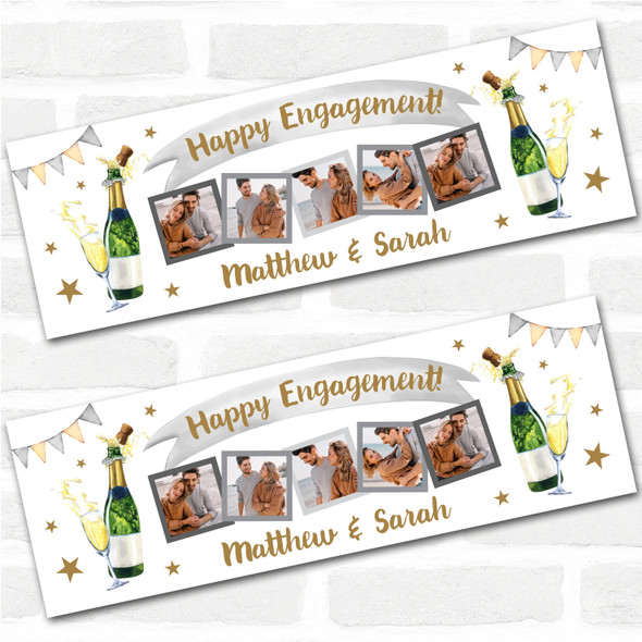 Personalised Party Banner For Engagement Photo Champagne Banner Gold Silver