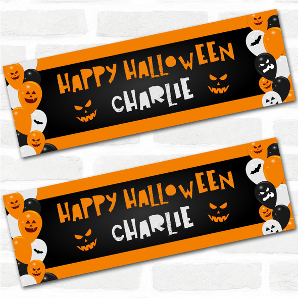 Personalised Party Banner For Halloween Balloons Orange