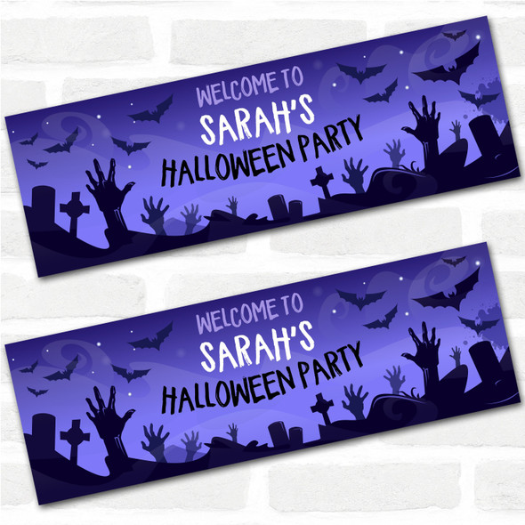 Personalised Party Banner For Halloween Party Zombie Purple