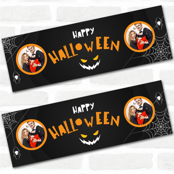 Personalised Party Banner For Halloween Photo Spider Web Black
