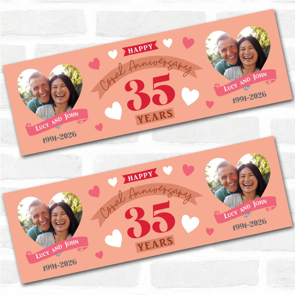 Personalised Party Banner For 35th Wedding Anniversary Coral 35 Years Photo