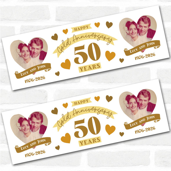 Personalised Party Banner For 50th Wedding Anniversary Gold 50 Years Photo