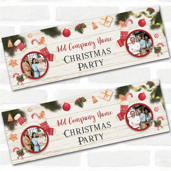 Personalised Party Banner For Works Christmas Party Photo Stocking Wood