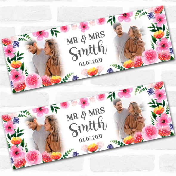 Personalised Party Banner For Wedding Day Congratulations Photo Pink Silver