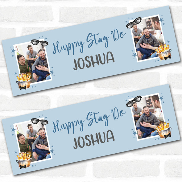 Personalised Party Banner For Stag Do Photo Blue Beer Sunglasses