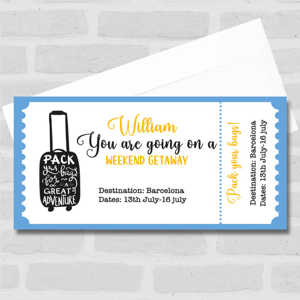 Austria Boarding Pass Personalised Gift Voucher Surprise Holiday Trip Ticket