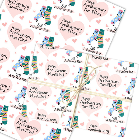 Personalised Wrapping Paper Wedding Anniversary Funny Socks Couple Gift Wrap