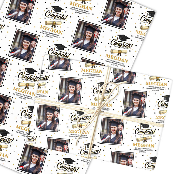 Personalised Wrapping Paper Graduation Congrats Hat Photo Custom Gift Wrap