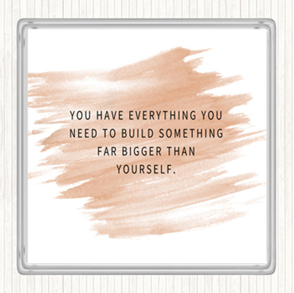 Watercolour Build Something Bigger Quote Coaster