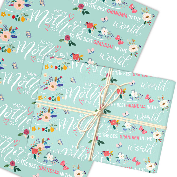 Personalised Wrapping Paper Mother's Day Grandma Mint Green Custom Gift Wrap