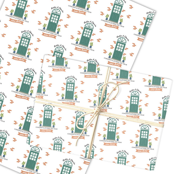 Personalised Wrapping Paper New Home Green Door Custom Gift Wrap